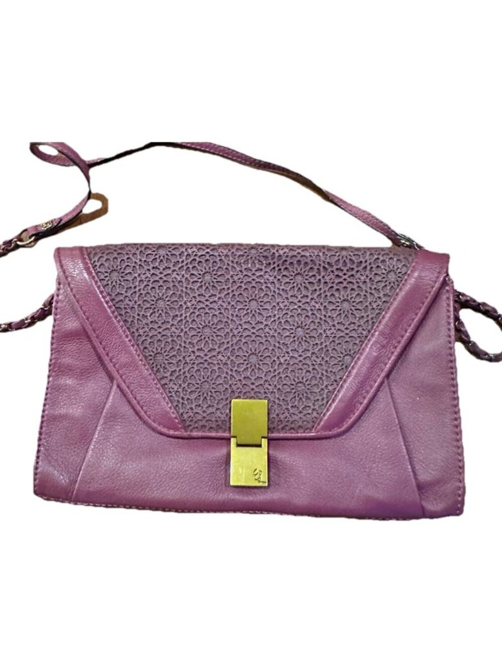 ELLIOTT LUCCA MEDIUM SHOULDER BAG PURPLE PEBBLED LEATHER BRAIDED NWOT
